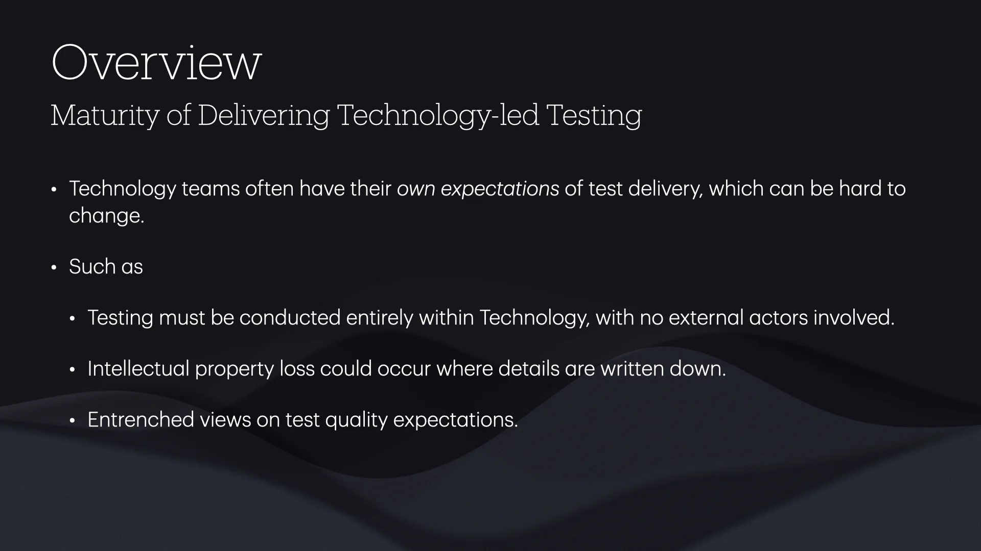 Tech-Led Infrastructure Testing slide 2